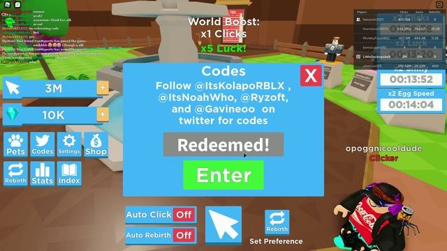 Codes In Clicking Masters