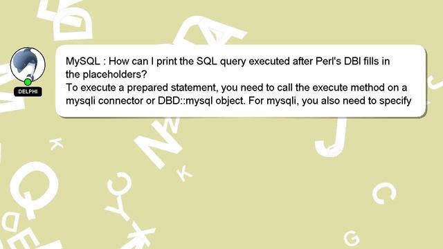 MySQL : How can I print the SQL query executed after Perl's DBI fills in the placeholders? смотреть онлайн