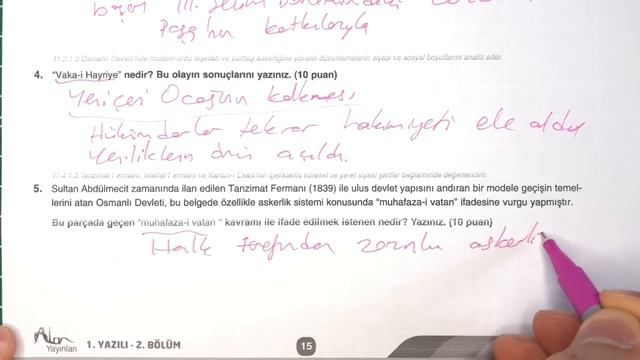 11.Sınıf Tarih 2.Dönem 1.Yazılı