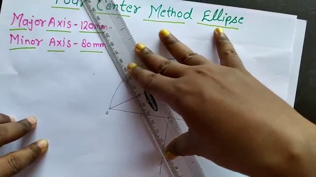 ELLIPSE BY 4 CENTRE METHOD |ENGINEERING DRAWING смотреть онлайн
