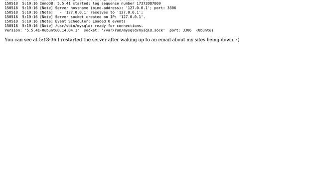 MySQL database is going down once or twice a week, how do I diagnose? смотреть онлайн
