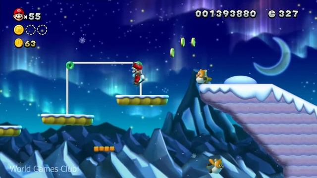 Прохождение New Super Mario Bros U (Wii U) лифты-качели в горах смотреть онлайн
