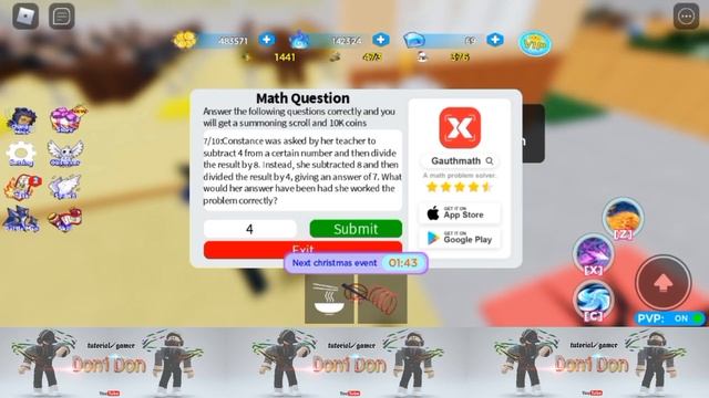 Anime Ninja War Tycoon | Answer Math Questions kakashi | Roblox смотреть онлайн