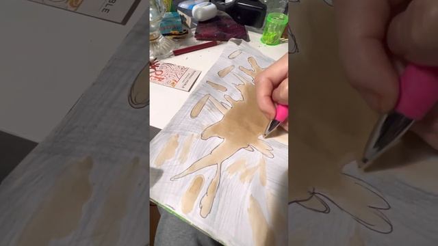 Doing a fun small coffee spill and tracing over the outside coffee lines смотреть онлайн