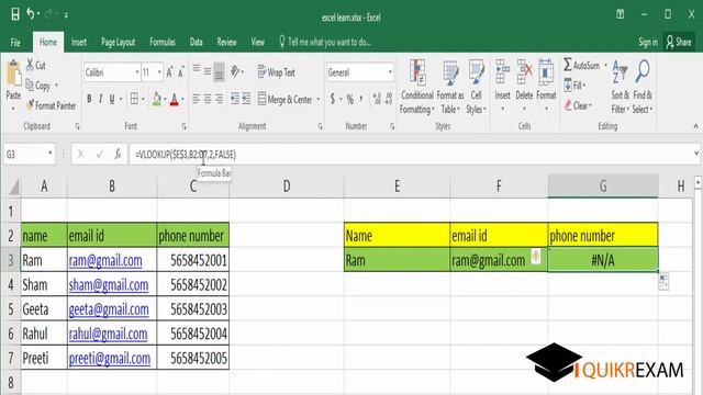 Vlookup Formula In Excel || Vlookup In Excel in Hindi || Quikr Exam смотреть онлайн