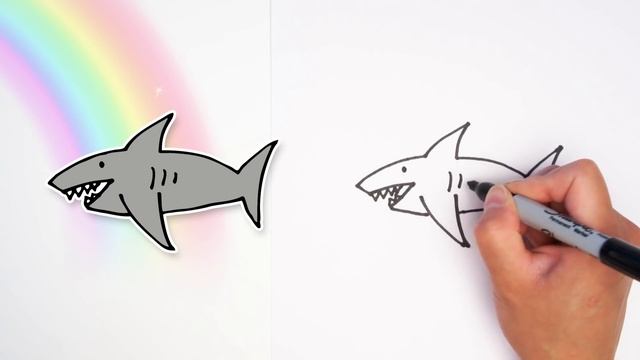 How to Draw a SHARK! Easy Kids Drawing Tutorial смотреть онлайн