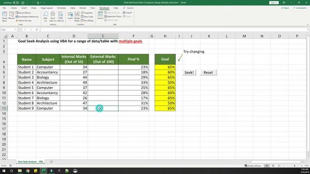 Goal Seek for a Range with Multiple Goals (Excel VBA) смотреть онлайн