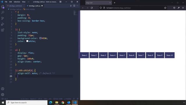 HTML-CSS Tutorial Lesson 60: Align Self - Flexbox #14 смотреть онлайн