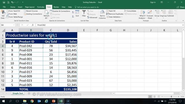 Excel 11 1 Simple Sorting of data based on one column смотреть онлайн