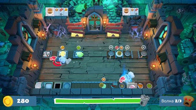 Overcooked 2 Night of the Hangry Horde Уровень Орда 1 3 звезды, 2 игрока. Co-op смотреть онлайн