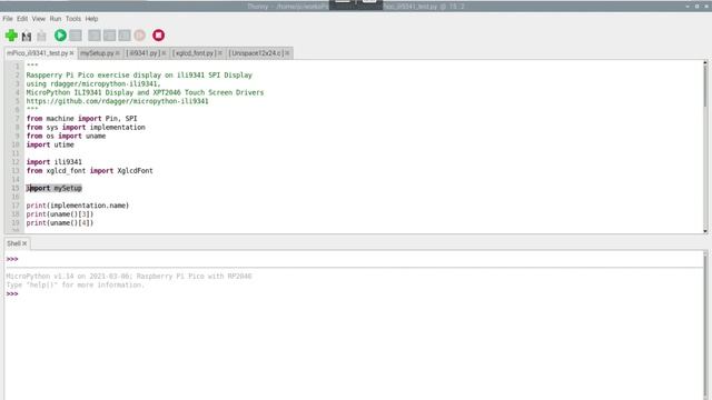 RPi Pico/MicroPython + ILI9341 SPI Display, using rdagger/micropython-ili9341 смотреть онлайн