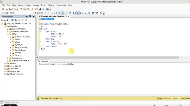 SQL Server Try Catch смотреть онлайн