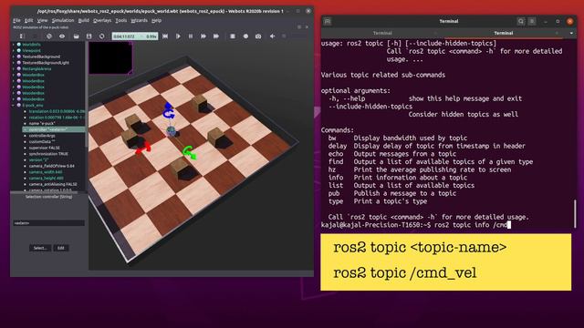 Webots ROS2 Tutorial 3: Understanding Topics and Nodes using epuck // Kajal Gada смотреть онлайн