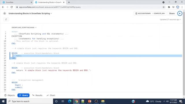 4.Understanding Blocks in Snowflake Scripting| How to write procedural code in a block| Snowflake смотреть онлайн