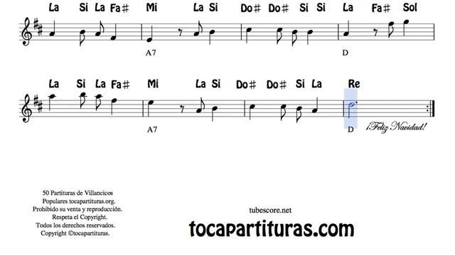 El Duraznero Partitura con Notas en letra Flauta Violín Oboe... Villancico смотреть онлайн