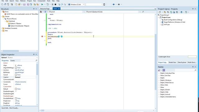 Уроки по delphi 10.4 - Пишем первую программу! смотреть онлайн