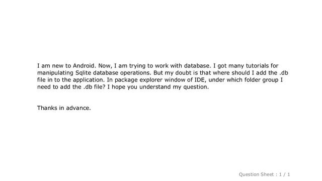 Android : How and where to add sqlite(.db) file in to an android project смотреть онлайн