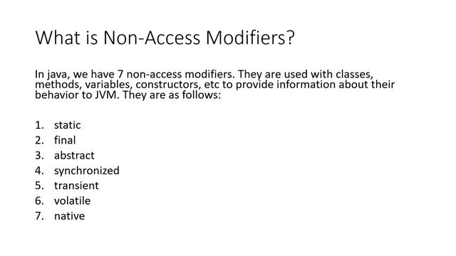 Non-access modifier in JAVA смотреть онлайн