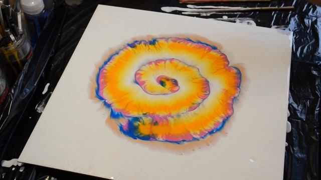 Акриловая заливка в технике "flower dip ". Как создать цветок в Acrylic fluid pouring. смотреть онлайн