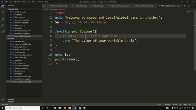 Scope, Local & Global Variables in Php | PHP Tutorial #20 смотреть онлайн