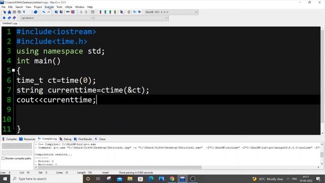 C++ program to print current date and time using 2 ways смотреть онлайн