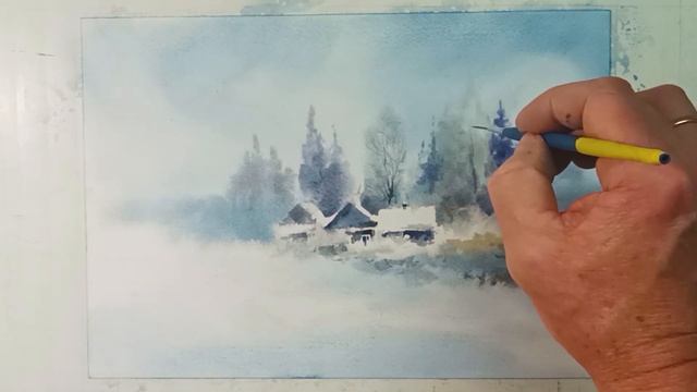 Winter. Watercolor demo. Зима. Акварель. Sketch 23 смотреть онлайн