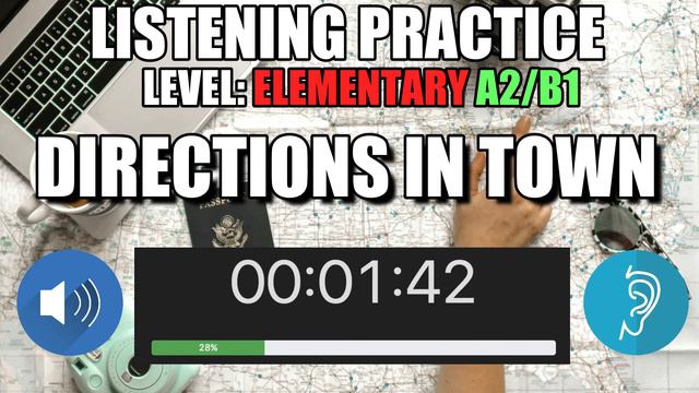 🗣(A2-B1) ¡PRACTICA Tu LISTENING En INGLÉS! ➡️ ↗️ | Directions In Town | ELEMENTARY