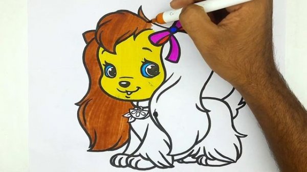 Cutest Dog Drawing, Painting, Coloring for Kids & Toddler | Kids Art | How To Draw Cutest Dog ?