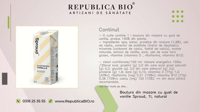 Bautura Din Mazare Cu Gust De Vanilie Sproud, 1l, Natural