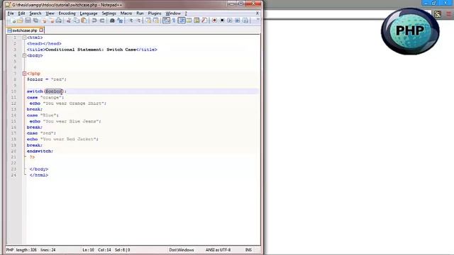 PHP-Switch Case смотреть онлайн