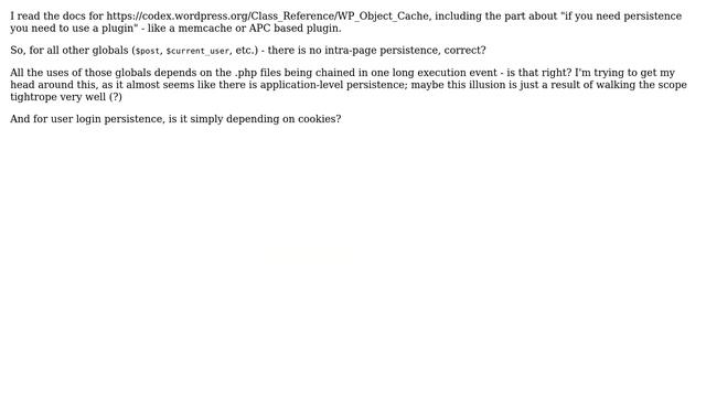 Wordpress: WP and object persistence (or lack thereof) смотреть онлайн