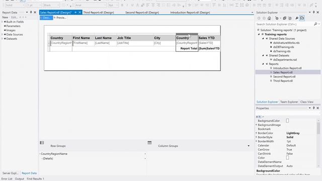 MS SSRS tutorial on grouping data and adding totals. As well as merging cells. смотреть онлайн