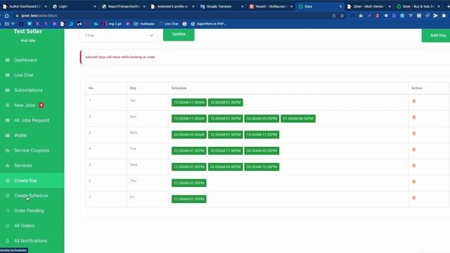 How to create days and schedules in Qixer multi vendor on demand service marketplace смотреть онлайн