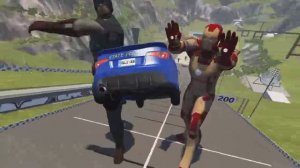 МУЛЬТИКИ ДЛЯ МАЛЬЧИКОВ Железный Человек Против тачек BeamNG Смотреть мультик онлайн прыжки машин