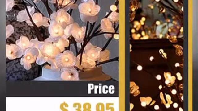 Lighted Branch - White Plum 96 Bulb - 3 Stems Electric - 39 Inch From The Light Garden - Illuminate