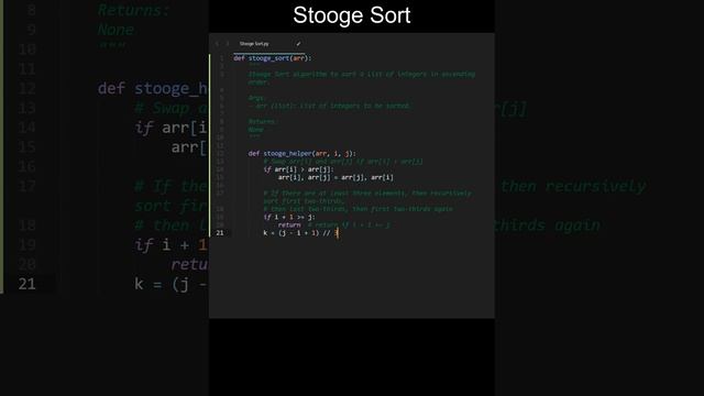 Stooge Sort Code in Python | Sorting Algorithms | Python Coding Tutorial | Python Coding Interview смотреть онлайн
