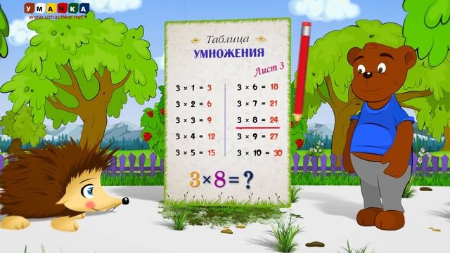 Учим таблицу Умножения Ежик Жека учится умножать смотреть онлайн