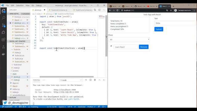 Обзор RecoilJS. Пишем приложение c ReactJS и Recoil смотреть онлайн