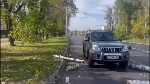 В Ярославле из-за сильного порыва ветра на проезжавший мимо внедорожник упала береза смотреть онлайн
