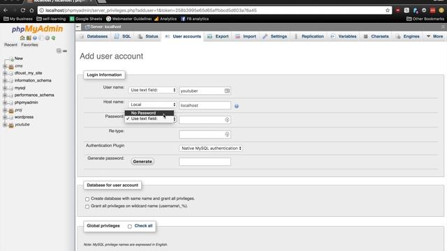 Creating a new user and adding privileges in phpmyadmin смотреть онлайн