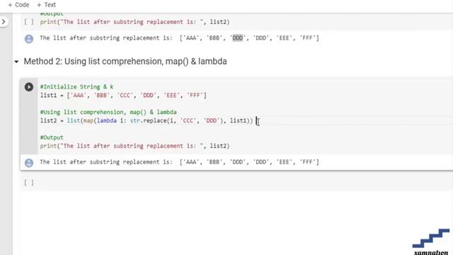 Python | Replace substring in list of strings-using List comprehension,map () & lambda смотреть онлайн