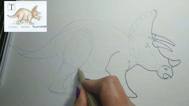 1.Как нарисовать динозавра, трицератопса, цветными карандашами, для детей 1.How to draw a dinosaur смотреть онлайн