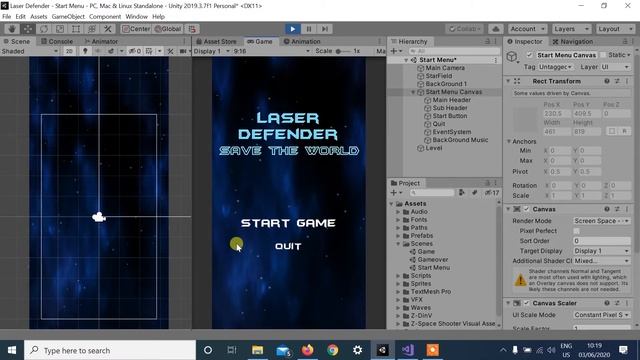Laser Defender || Start Scene || Unity #KrishivGames смотреть онлайн