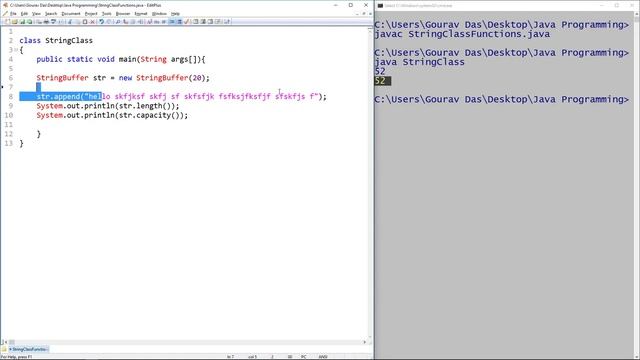 StringBuffer Class capacity() method смотреть онлайн