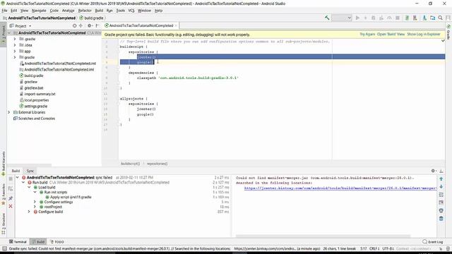 Manifest merger failed error in an Android Studio смотреть онлайн