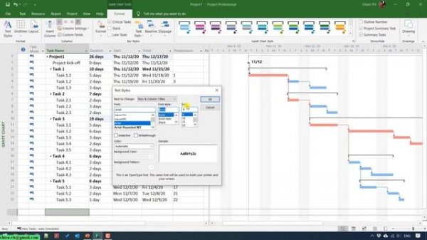 How to change default font and font size in Microsoft Project? | Project Management