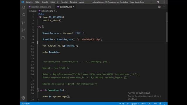 PHP - MELHORIAS NA NAVEGAÇÃO, INCLUDE COM CAMINHO ABSOLUTO E POPULANDO UMA TAG SELECT DINAMICAMENTE смотреть онлайн