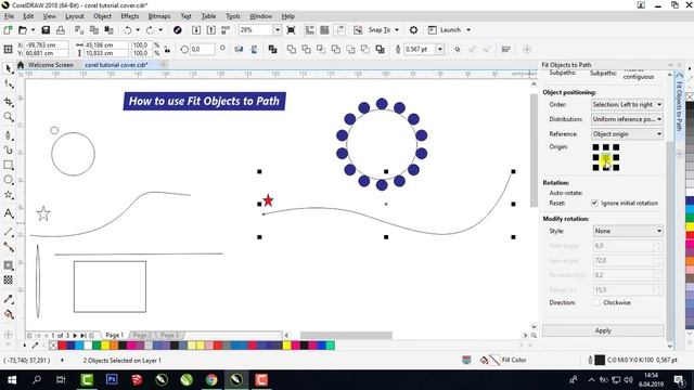 How to use Fit Objects to Path in Coreldraw 2018 смотреть онлайн
