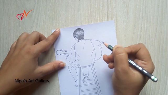 How to draw a boy playing guitar || Pencil sketch drawing for beginners смотреть онлайн