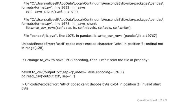 Pandas : pandas to_csv: ascii can't encode character смотреть онлайн